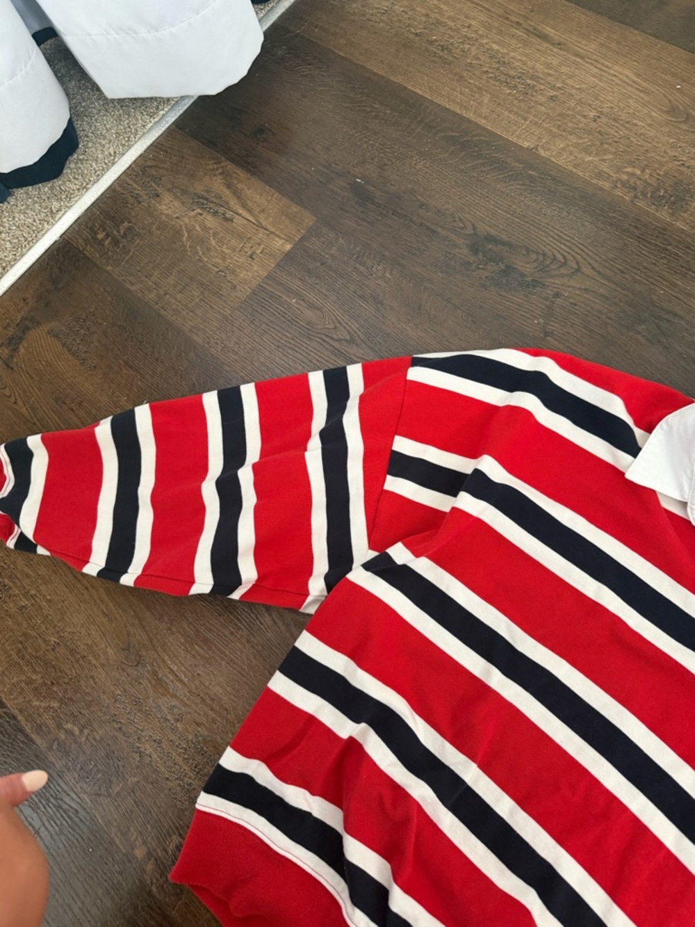 Aritzia Red, White & Navy Striped Collared Rugby Sweater - Picture 3 of 3